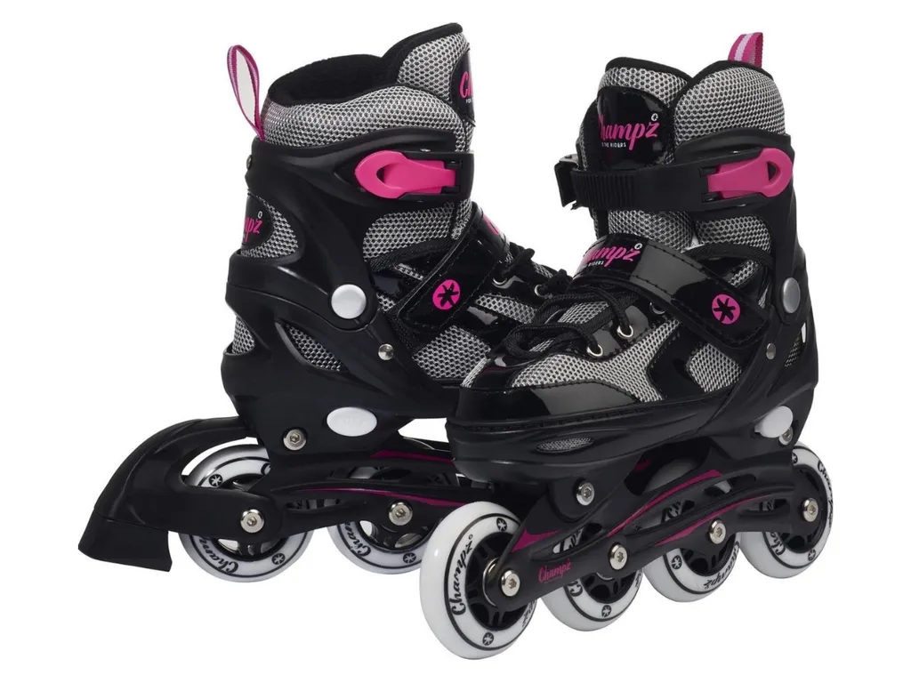 Champz Kinder Inline-Skates | Verstellbar | ABEC7 | Semi-Softboot | Aluminium | Schwarz/Pink | 39-42 EU